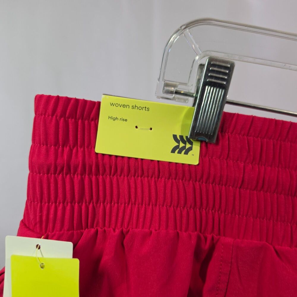 NWT All in Motion Active Light High Rise Running Shorts 3" Red Woven Womens XL - Picture 3 of 8